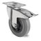 Lenkrolle m.Festst.D.200mm Trgf.205kg m.Platte Rollenlager VG grau PROMAT