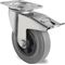 Lenkrolle m.Festst.D.80mm Trgf.70kg m.Platte Rollenlager VG grau PROMAT