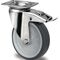 Lenkrolle m.Festst.D.125mm Trgf.100kg m.Platte Gleitlager TPE grau PROMAT