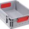 Transportstapelbehälter L400xB300xH120mm grau PP geschlossener Griff rot