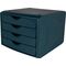 Schubladenbox m.Auszugssperre 4 Schubl.blau H215xB265xT332mm HELIT