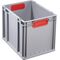 Transportstapelbehälter L400xB300xH320mm grau PP geschlossener Griff rot