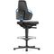 Arbeitsdrehstuhl Nexxit Gleiter+Fußring PU-Schaum schwarz Griff blau 570-820mm