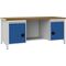 Werkbank signalblau lichtgrau B2000xH859xT750mm Buche Multipl.40mm 2 Schub.2 Tür