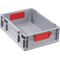 Transportstapelbehälter L400xB300xH120mm grau PP geschlossener Griff rot