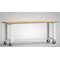 Werkbank B2000xT700xH840mm Buche Multiplex lichtgrau Bock-u.Lenkrollen,VG D125mm