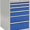 Schubladenschrank H1019xB705xT736mm lichtgrau/signalblau 6 Schubl.Vollauszug