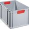 Transportstapelbehälter L600xB400xH320mm grau PP geschlossener Griff rot