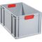 Transportstapelbehälter L600xB400xH320mm grau PP geschlossener Griff rot