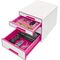 Leitz Schubladenbox WOW CUBE 52132023 4Schubfächer weiß/pink