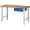 Werkbank Ser.BK 650 B1500xT700xH790-1140mm Buche massiv grau blau 1 Schubl.