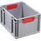 Transportstapelbehälter L400xB300xH220mm grau PP geschlossener Griff rot