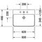 Duravit Waschtisch ME by Starck m ÜL m HLB 650x490mm 3 HL we sdm WG