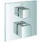 Grohe Thermo-Brausebatt. GROHTHERM CUBE eckig, Griff mit Rändelstruktur chrom