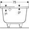Geberit Fünfeckbadewanne RENOVA 1600x750/500mm Raumspareffekt re weiß