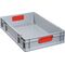 Transportstapelbehälter L600xB400xH120mm grau PP geschlossener Griff rot