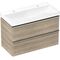HG Waschtischunterschrank Xelu Q 980x605x475mm eiche natur Griff chrom
