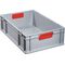 Transportstapelbehälter L600xB400xH170mm grau PP geschlossener Griff rot