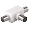 Koax-T-Adapter: doppelt Koax-Stecker > Koax-Buchse- VPE: 10