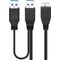 USB 3.0-Dual-Power-SuperSpeed-Kabel, Schwarz, 0.3m- VPE: 1