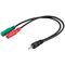 PC Headset Adapter, 1x 3,5 mm AUX 4-pol. zu 2x 3,5 mm AUX 3-pol., 0.3m- VPE: 1