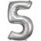 Folienballon Zahl 5 Silber