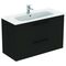 IDS Waschtisch/Möbel-Paket i.life A 100cm, Griff Schwarz Carbongrau matt IDEAL STANDARD