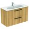 IDS Waschtisch/Möbel-Paket i.life A 100cm, Griff Schwarz Eiche Natur IDEAL STANDARD