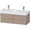Duravit Waschtischunterbau XSQUARE 397x1184x460mm, 4 Schubkästen leinen