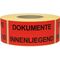 Warnetiketten Maße 145x70mm Papier rot DOKUMENTE innenliegend TRANSPAK