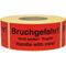 Warnetiketten Maße 145x70mm Papier rot Bruchgefahr Nicht werfen! Fragile!