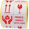 Warnetiketten Fragile - handle with care Maße 100x100mm weiß Rollenkern 76mm